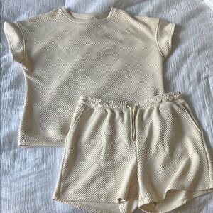 Cream Textured Women's Jumpsuit